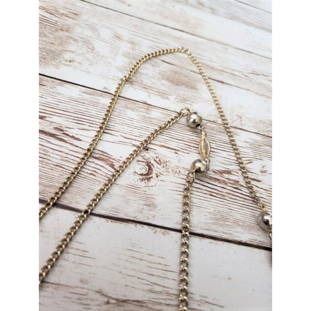 Vintage Necklace - Long Gold Tone Can Be Layered Statement Necklace - Picture 4 of 6